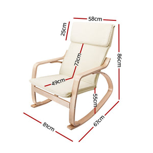 Beige Fabric Rocking Armchair