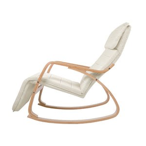 Beige Adjustable Fabric Rocking Armchair