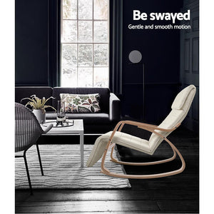 Beige Adjustable Fabric Rocking Armchair