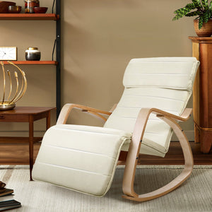 Beige Adjustable Fabric Rocking Armchair