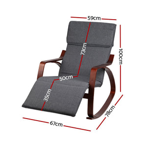 Charcoal Rocking Armchair With Adjustable Footrest
