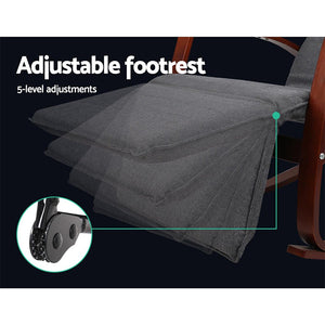 Charcoal Rocking Armchair With Adjustable Footrest