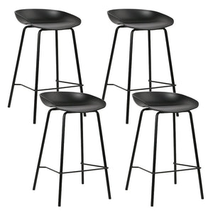 Black Metal Bar Stools For Kitchen - 4 Pack