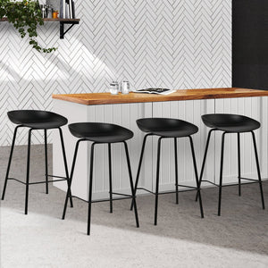 Black Metal Bar Stools For Kitchen - 4 Pack