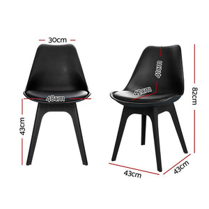 Black Retro Padded Dining Chairs - 4 Pack