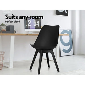 Black Retro Padded Dining Chairs - 4 Pack