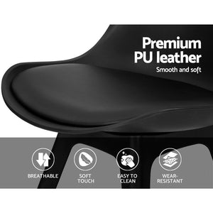 Black Retro Padded Dining Chairs - 4 Pack