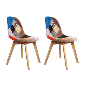 Hippie Retro Fabric Dining Chairs - Twin Pack