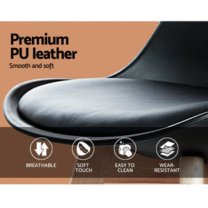 Comfortable Padded Black Dining Chairs - 4 Pack