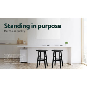 Black Beech Wood Bar Stools - Twin Pack