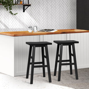 Black Beech Wood Bar Stools - Twin Pack