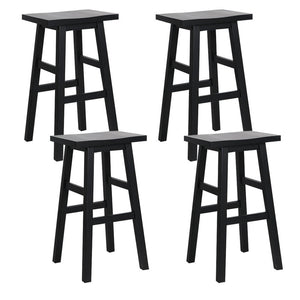 4 Black Beech Wood Bar Stools - 4 Pack