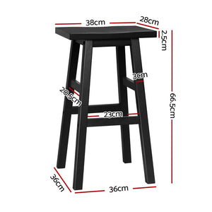 4 Black Beech Wood Bar Stools - 4 Pack