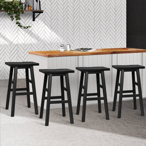4 Black Beech Wood Bar Stools - 4 Pack