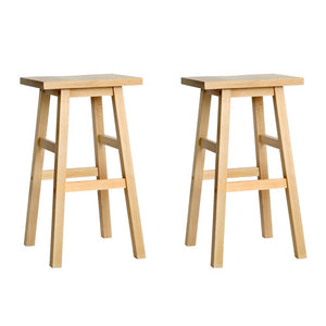 Natural Beech Wood Bar Stools - 2 Pack