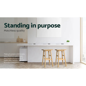 Natural Beech Wood Bar Stools - 2 Pack