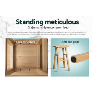 Natural Beech Wood Bar Stools - 2 Pack