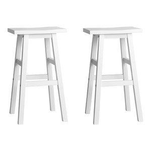 White Beech Wood Bar Stools / Chairs - 2 Pack