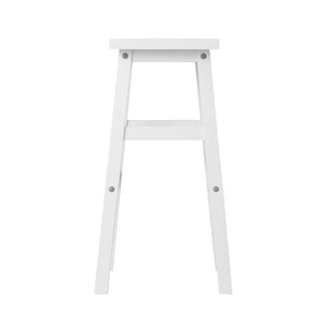White Beech Wood Bar Stools / Chairs - 2 Pack