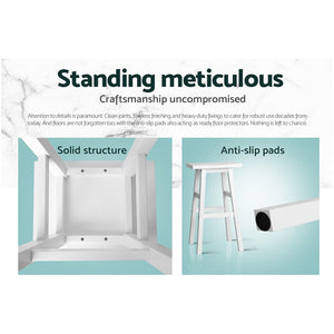 White Beech Wood Bar Stools / Chairs - 2 Pack