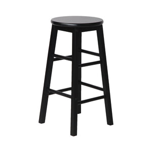 Black Beech Wood Backless Bar Stools - Set Of 2