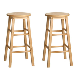 Beech Wood Backless Bar Stools - Natural Colour - 2 Pack