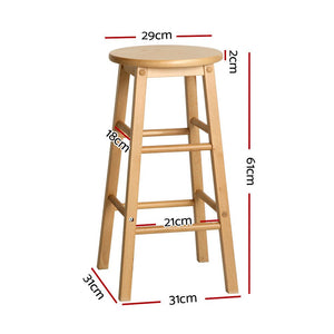 Beech Wood Backless Bar Stools - Natural Colour - 2 Pack