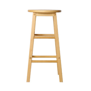 Beech Wood Backless Bar Stools - Natural Colour - 2 Pack