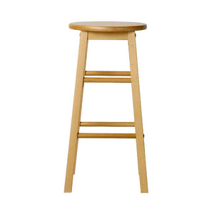 Beech Wood Backless Bar Stools - Natural Colour - 2 Pack