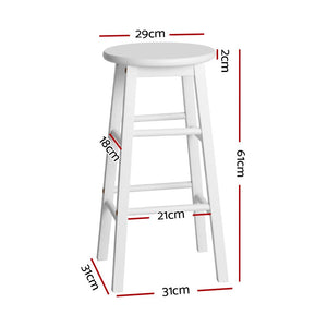 White Beech Wood Backless Bar Stools - 2 Pack