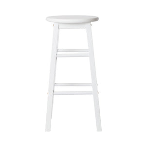 White Beech Wood Backless Bar Stools - 2 Pack