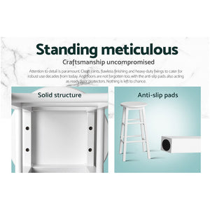 White Beech Wood Backless Bar Stools - 2 Pack