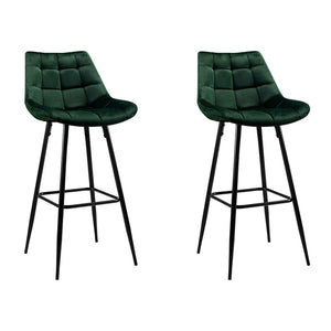 Retro Green Velvet Bar Stools - Twin Pack