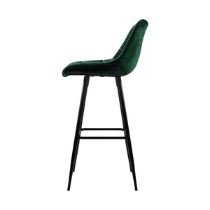 Retro Green Velvet Bar Stools - Twin Pack