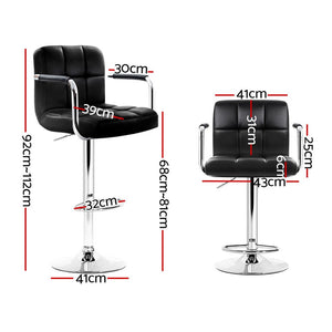 Set of 4 Swivel Bar Stools With Gas Lift And Armrests