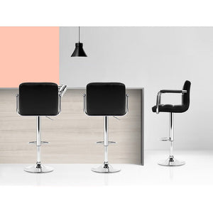 Set of 4 Swivel Bar Stools With Gas Lift And Armrests