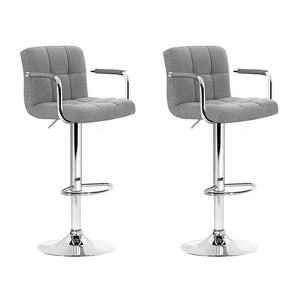 Swivel Bar Stools With Gas Lift - Grey Seats - 2 Pack