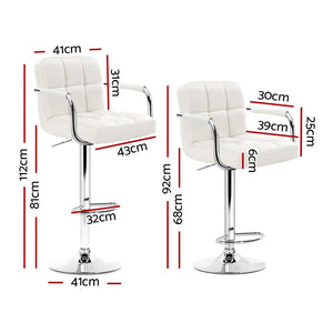 Swivel Bar Stools With Gas Lift - White Seats - 2 Pack