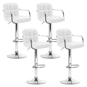 Set of 4 Steel White Bar Stools With Gas Lift
