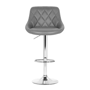 Grey Bar Stools With PU Leather Seats - Pack Of Four