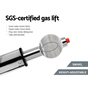 Grey Bar Stools With PU Leather Seats - Pack Of Four