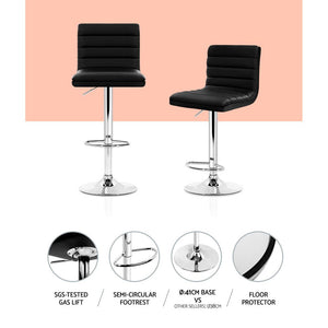 Black With Chrome Base Kitchen Bar Stools - 4 Pack