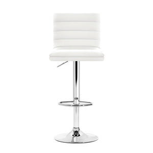 White Lined Pattern Bar Stools- Set Of 4