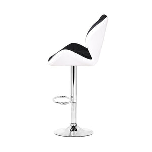 White, Black & Chrome Kitchen Bar Stools - 2 Pack