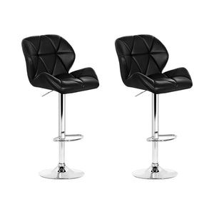2 Black Kitchen Bar Stools With Chrome Legs