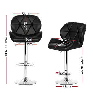 4PCS Kitchen Bar Stool Set - Black And Chrome