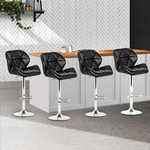 4PCS Kitchen Bar Stool Set - Black And Chrome