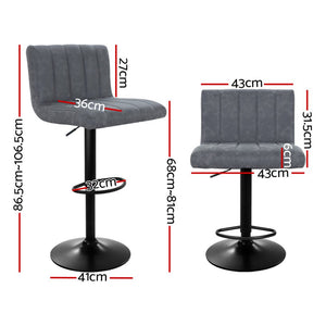 Line Style Bar Stools With Grey PU Leather Seats