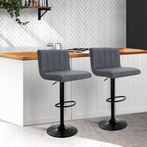 Line Style Bar Stools With Grey PU Leather Seats