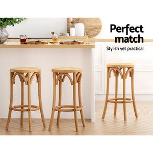 Artiss Wooden Bar Stools Counter Chair Kitchen Barstools with Rattan Seat